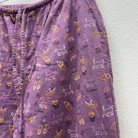 LL Bean Cat Dog Flannel Pajama Cotton Sleep Drawstring Pants Womens size XL Tall - Picture 3 of 7
